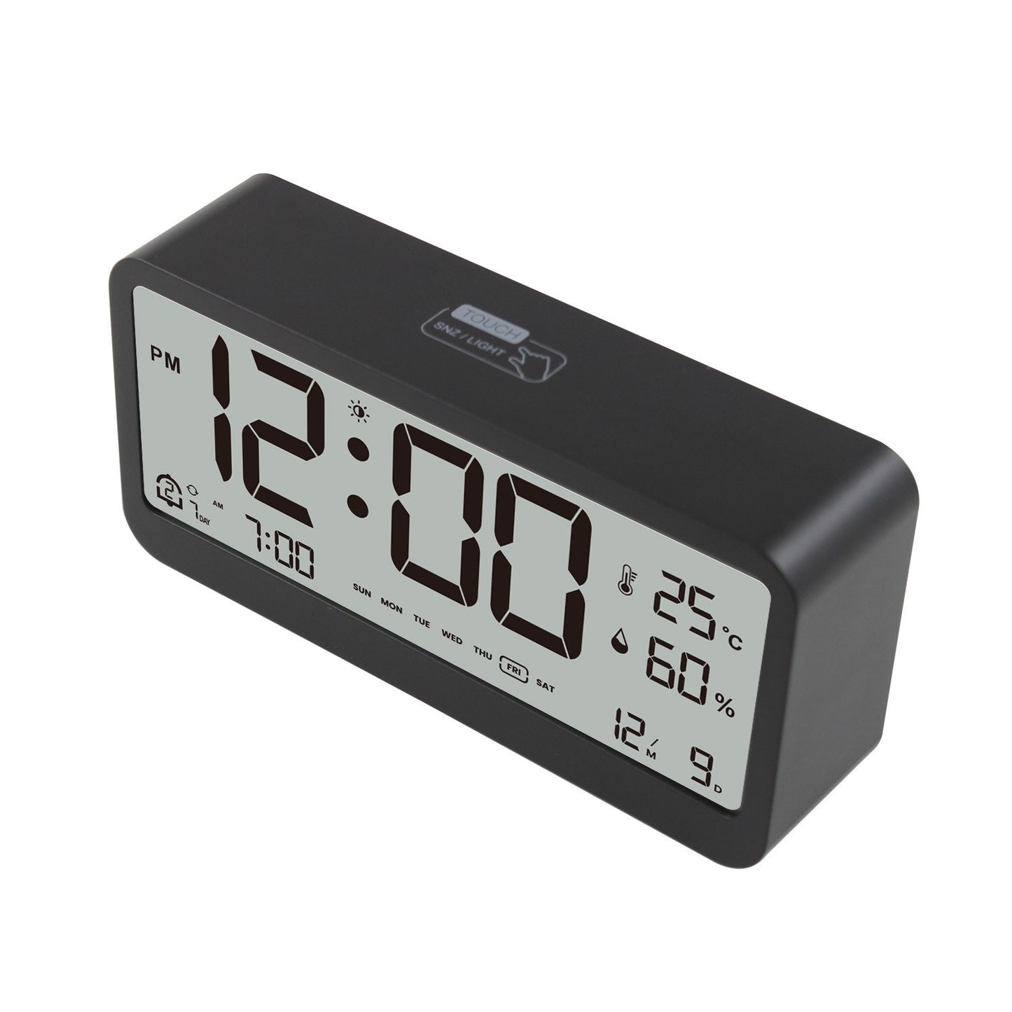 8001-EN LED Digital Alarm Clock: Multifunctional, Adjustable Brightness, Temp & Humidity Display, Dual Alarms, Date & Time Display, Snooze, Auto-Dimming, Night Light Mode