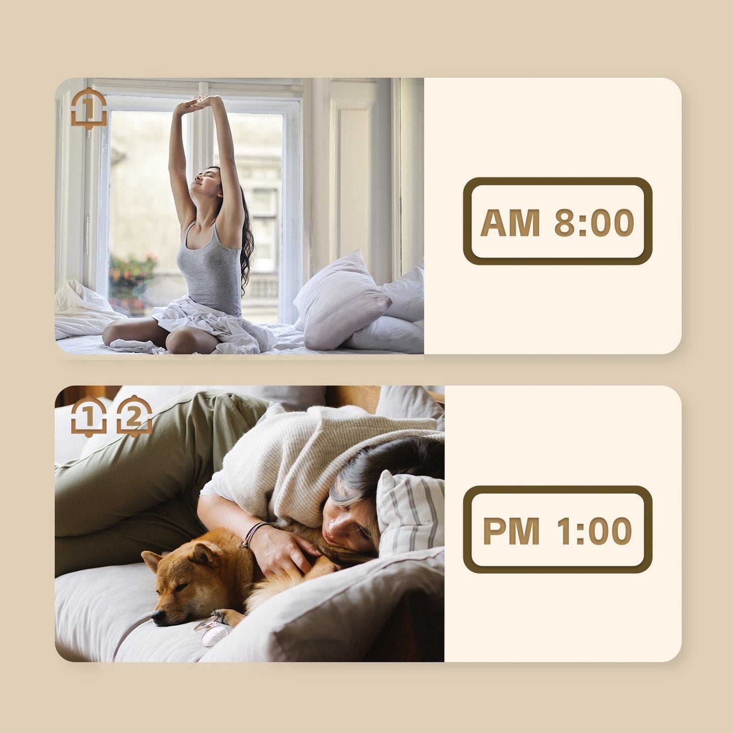 8001-EN LED Digital Alarm Clock: Multifunctional, Adjustable Brightness, Temp & Humidity Display, Dual Alarms, Date & Time Display, Snooze, Auto-Dimming, Night Light Mode