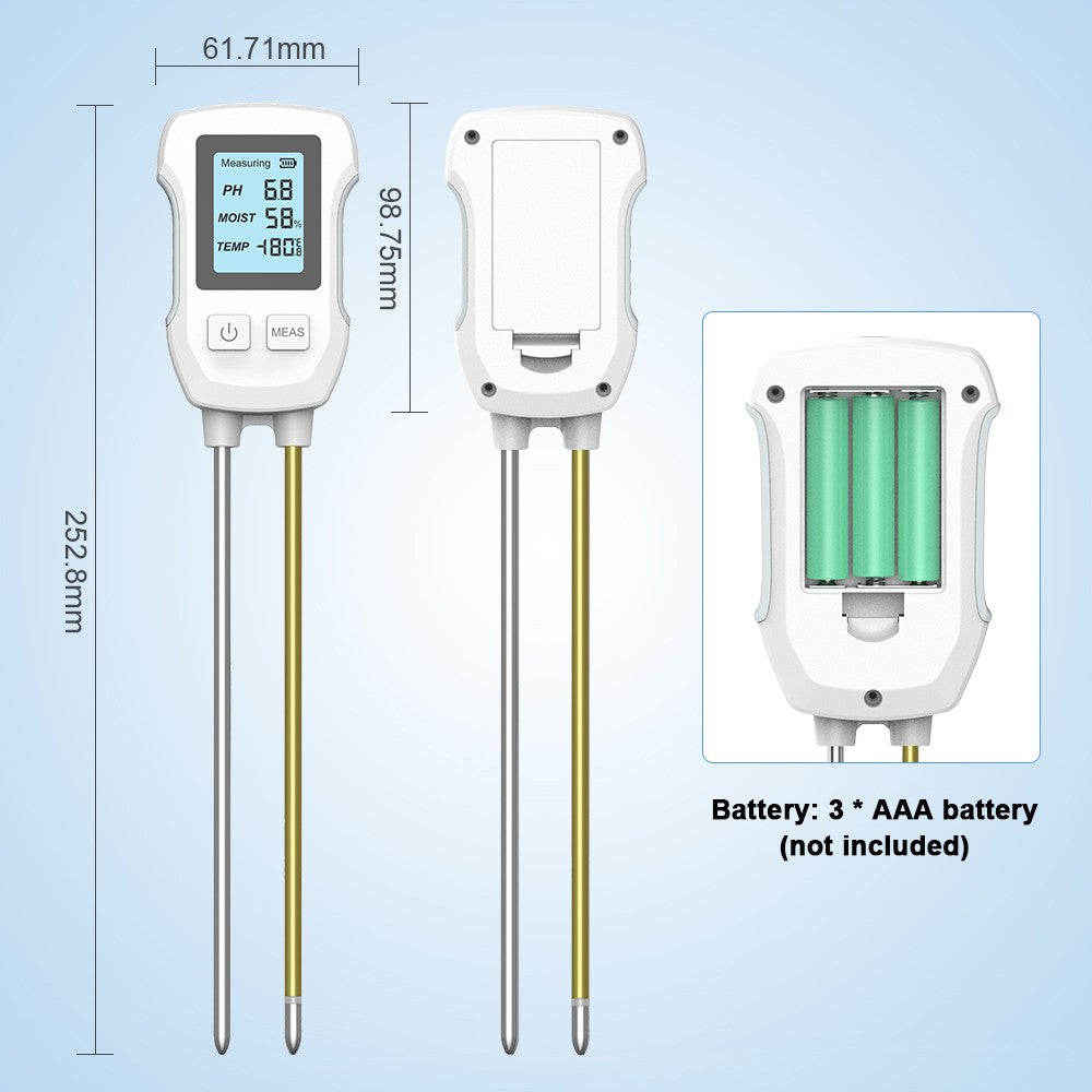 3-in-1 Soil pH, Temperature & Humidity Meter for Indoor Plants - Gardening Cultivation Tool