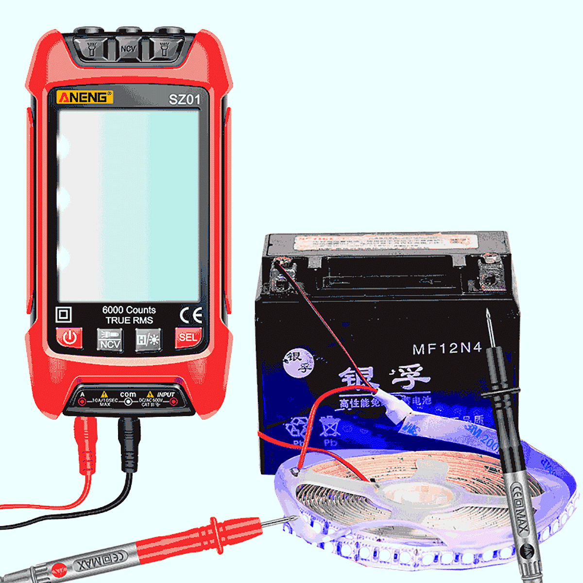 Smart Digital Multimeter 6000 Counts Auto Range True RMS NCV Universal Meter with Backlight Flashlight for AC/DC Voltage, Current & Resistance Measurement - ANENG SZ01