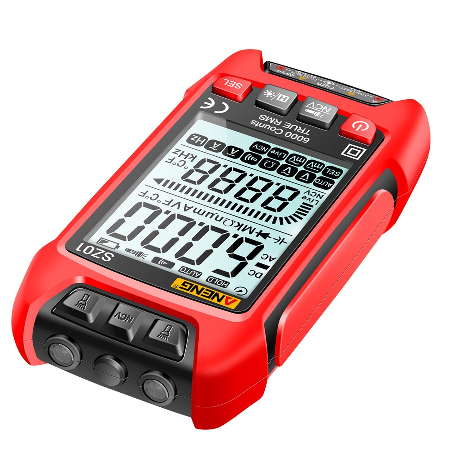 Smart Digital Multimeter 6000 Counts Auto Range True RMS NCV Universal Meter with Backlight Flashlight for AC/DC Voltage, Current & Resistance Measurement - ANENG SZ01