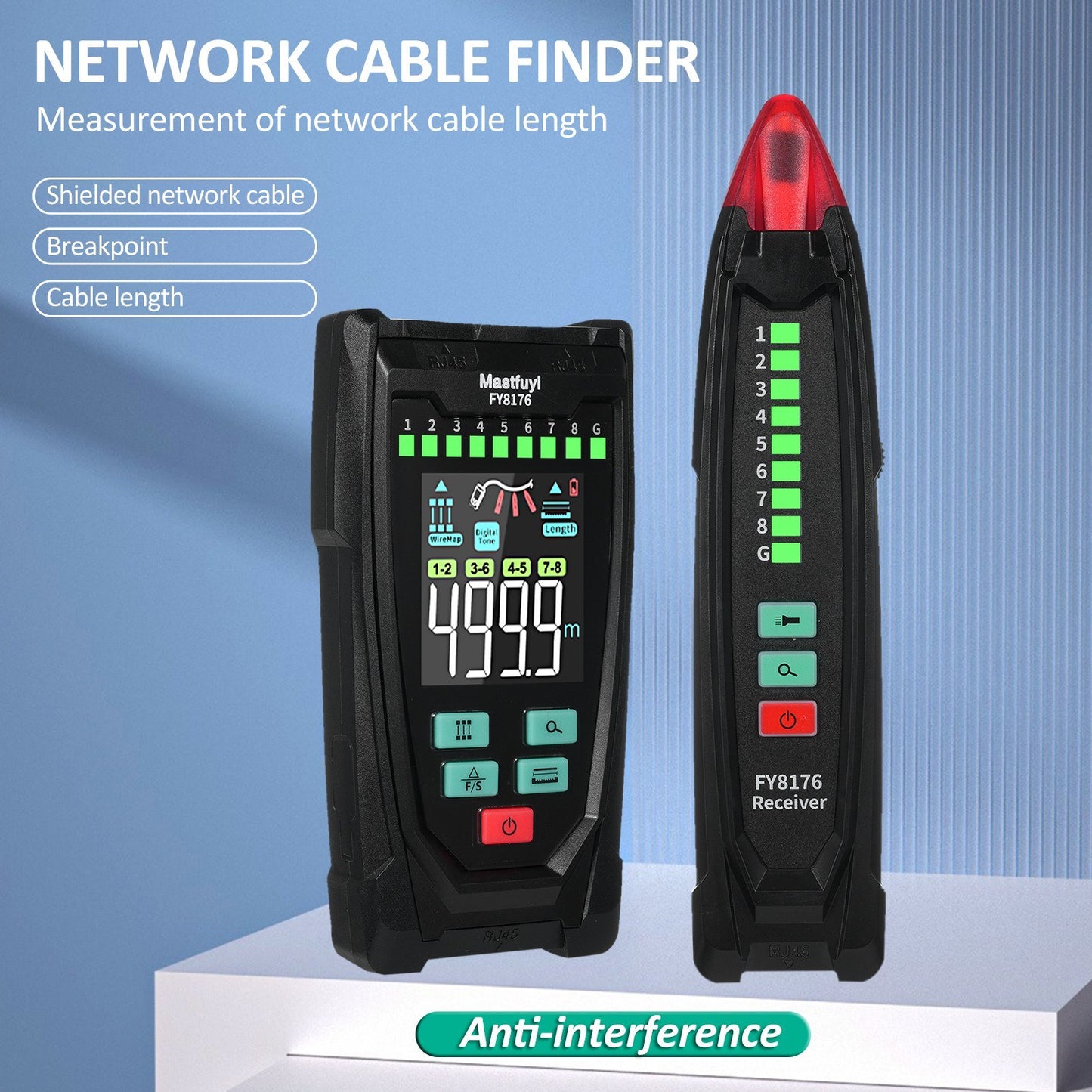 Mastfuyi FY8176 Portable Ethernet Cable Tester with 2.5 Color Screen