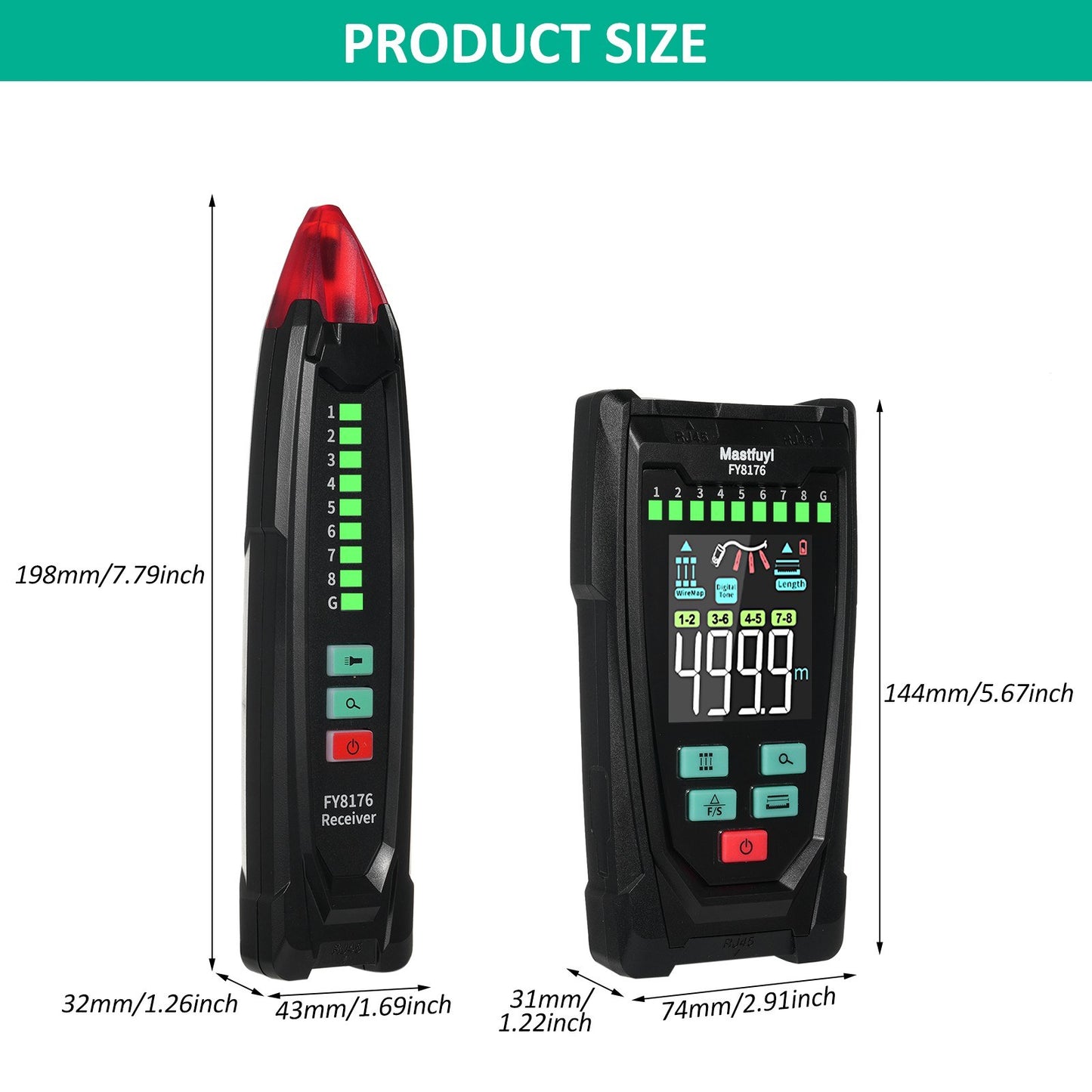 Mastfuyi FY8176 Portable Ethernet Cable Tester with 2.5 Color Screen