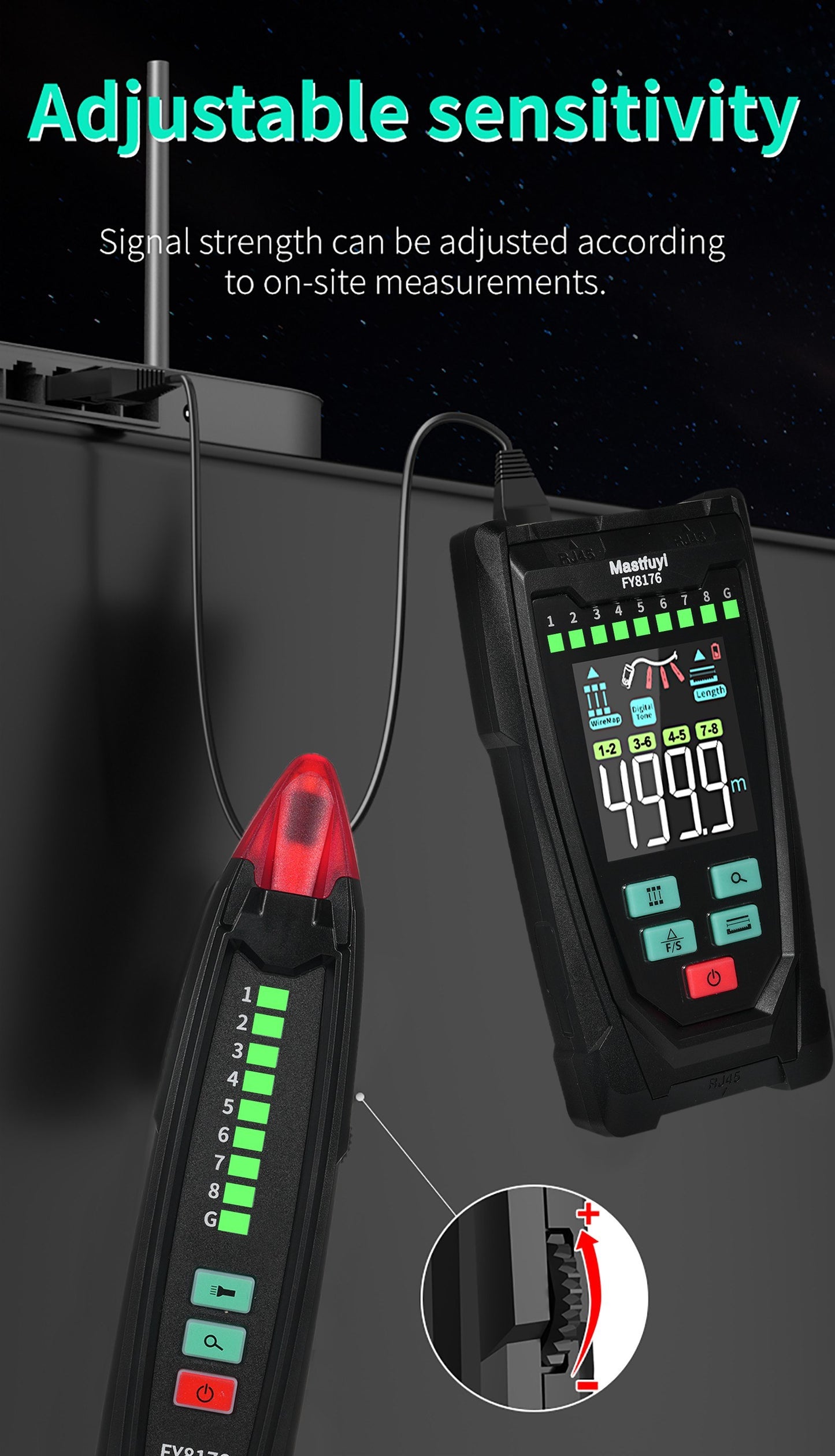 Mastfuyi FY8176 Portable Ethernet Cable Tester with 2.5 Color Screen