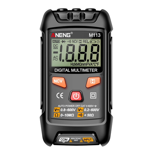 ANENG M113 Intelligent Mini Digital Multimeter - 1999 Counts, Auto Ranging, NCV, Data Hold, AC/DC Voltage & Resistance Tester