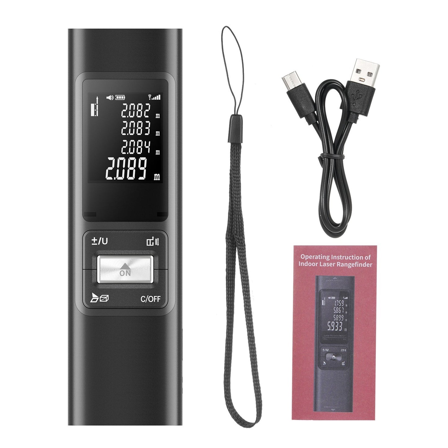 Rechargeable S40 Laser Distance Meter 40M, High Precision ±2mm Digital Rangefinder with Fast 0.1s Measurement, Aluminium Alloy Shell for Indoor Length, Area, Volume Measurement