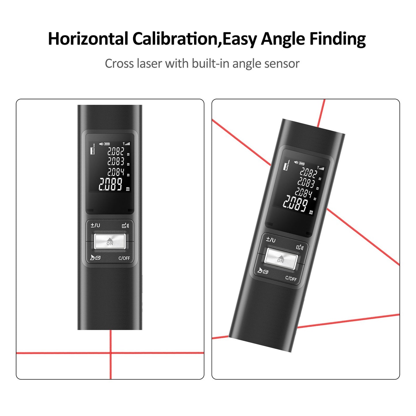 Rechargeable S40 Laser Distance Meter 40M, High Precision ±2mm Digital Rangefinder with Fast 0.1s Measurement, Aluminium Alloy Shell for Indoor Length, Area, Volume Measurement