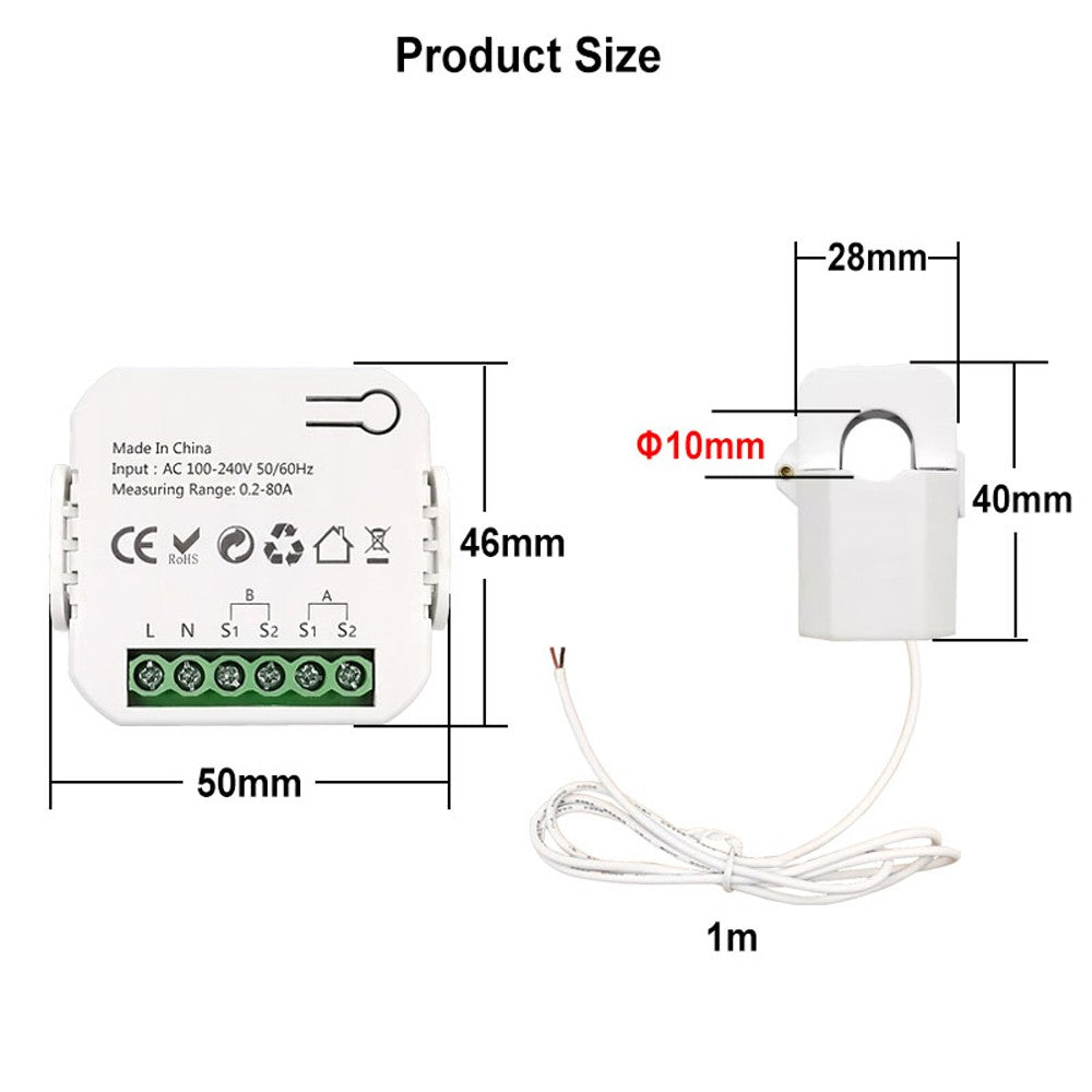 Tuya WiFi Smart Energy Meter: Solar PV System Bidirectional Power Monitor with Mobile App Control & CT