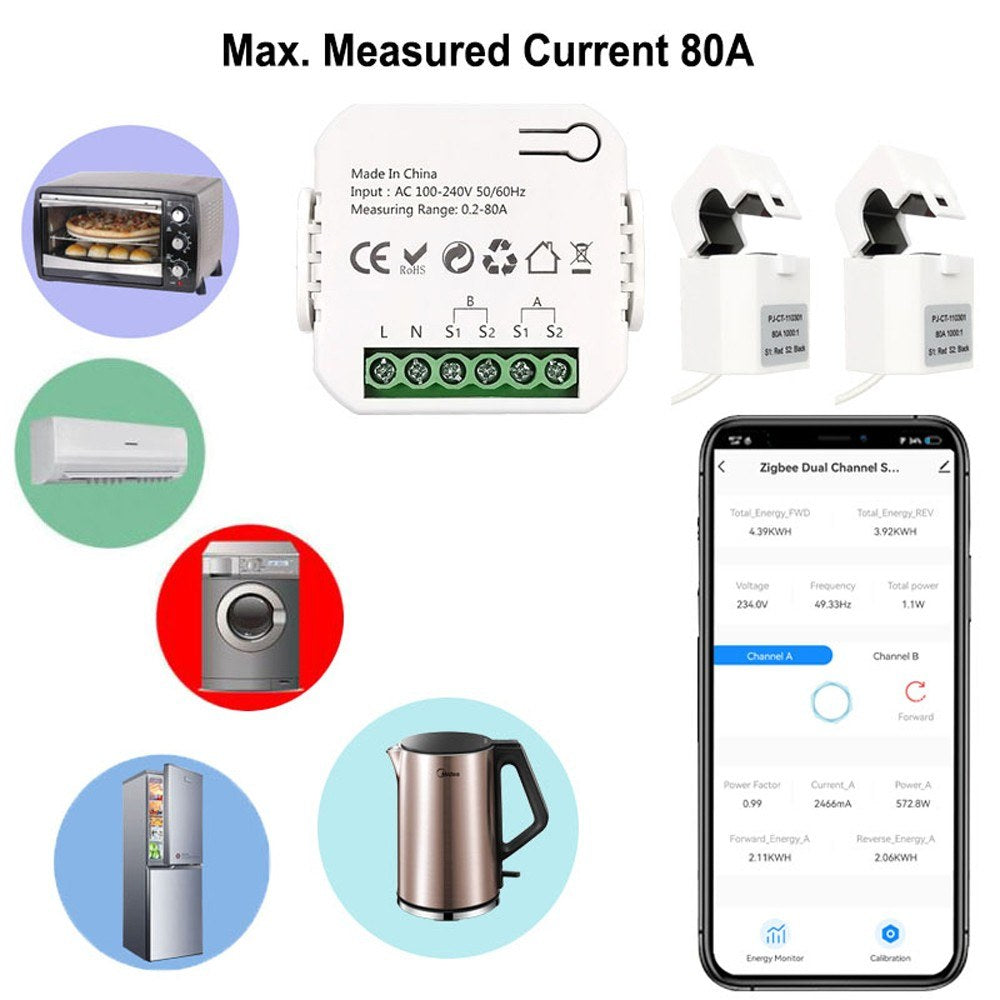 Tuya WiFi Smart Energy Meter: Solar PV System Bidirectional Power Monitor with Mobile App Control & CT