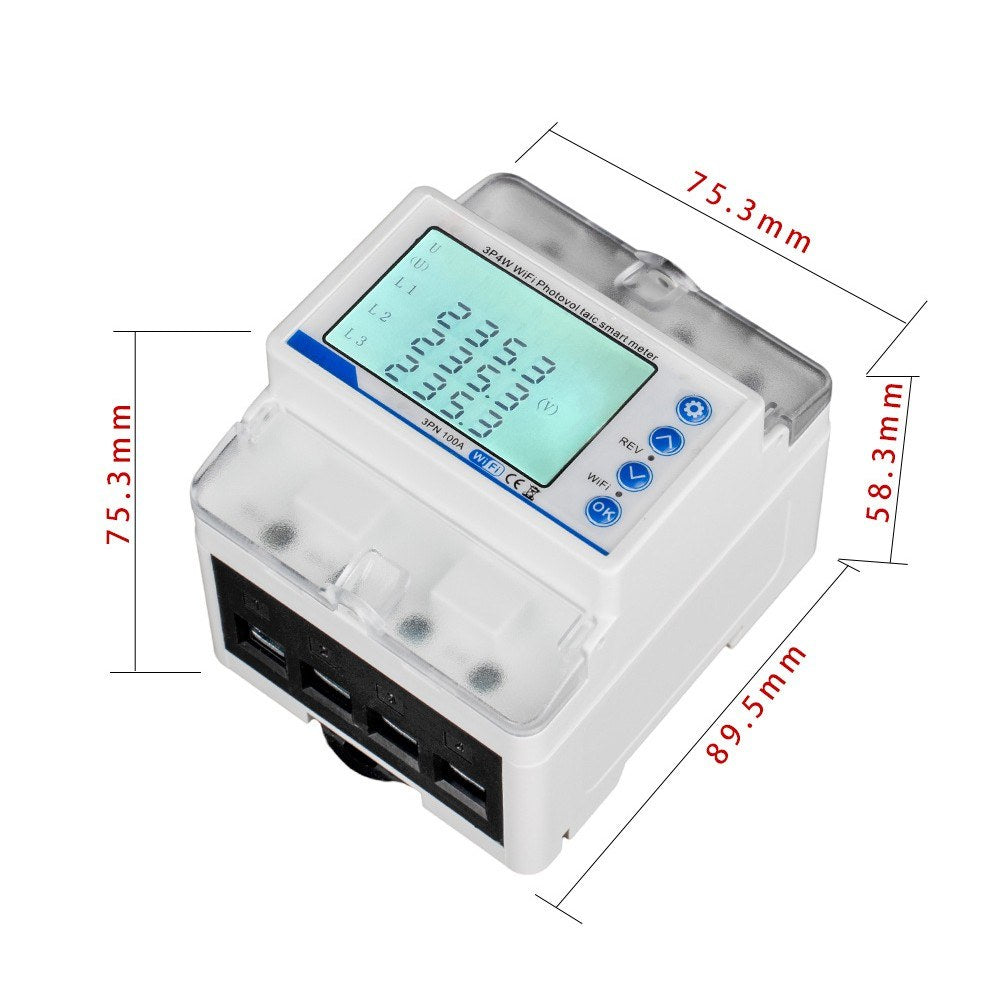 Tuya WiFi Three-Phase Photovoltaic Meter with Intelligent Reclosure Switch