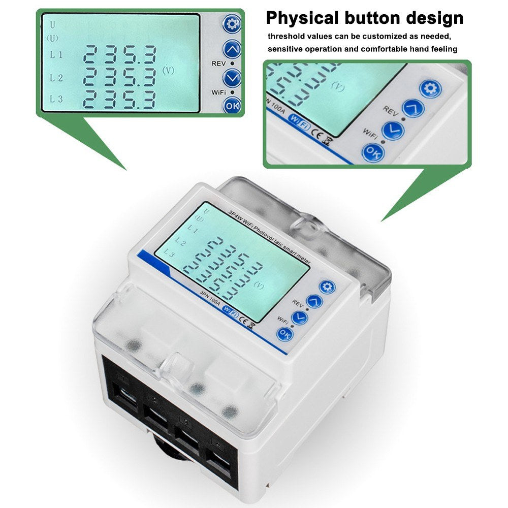 Tuya WiFi Three-Phase Photovoltaic Meter with Intelligent Reclosure Switch