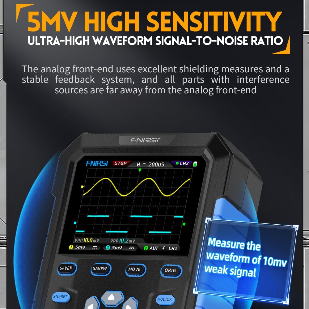 Handheld Dual-Channel Digital Oscilloscope & 20M Signal Generator with 2.8 IPS Screen - FNIRSI Fluorescent Model