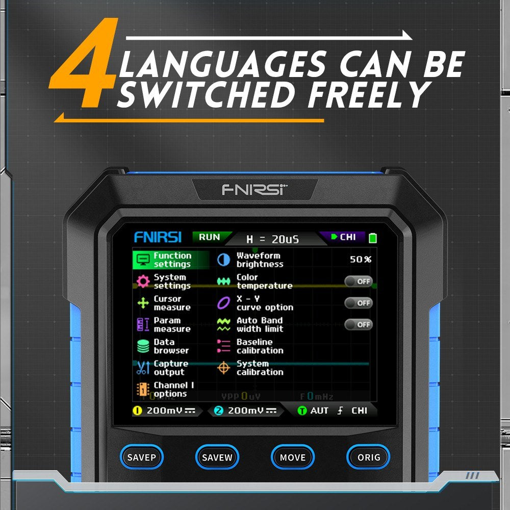 Handheld Dual-Channel Digital Oscilloscope & 20M Signal Generator with 2.8 IPS Screen - FNIRSI Fluorescent Model