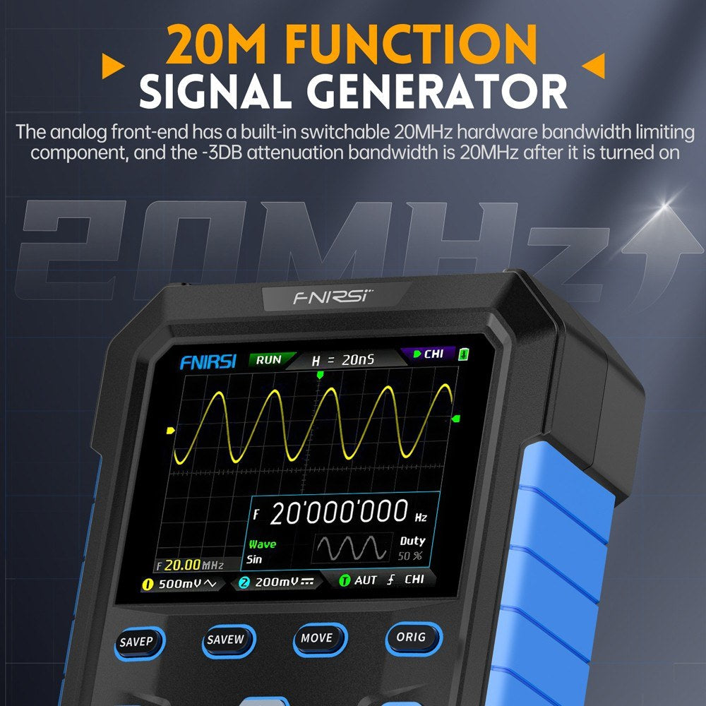 Handheld Dual-Channel Digital Oscilloscope & 20M Signal Generator with 2.8 IPS Screen - FNIRSI Fluorescent Model