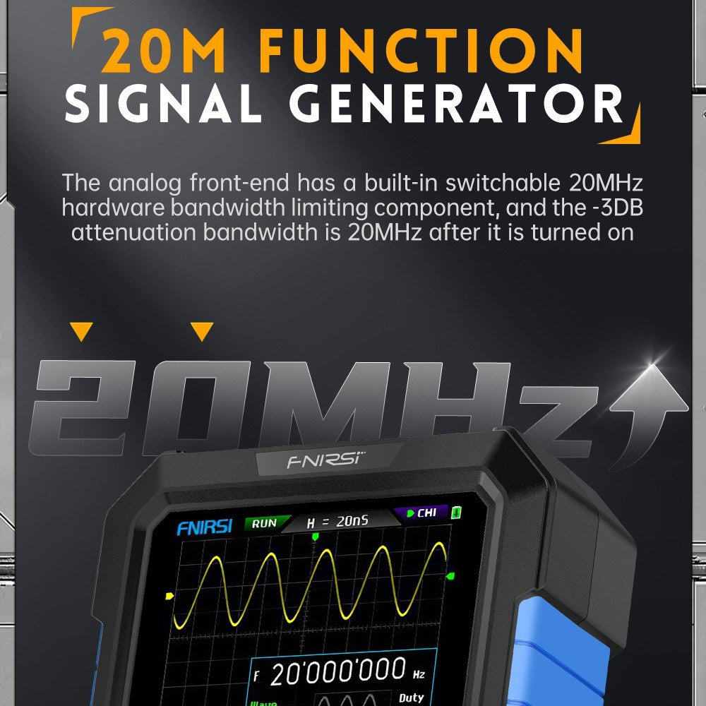 Handheld Dual-Channel Digital Oscilloscope & 20M Signal Generator with 2.8 IPS Screen - FNIRSI Fluorescent Model