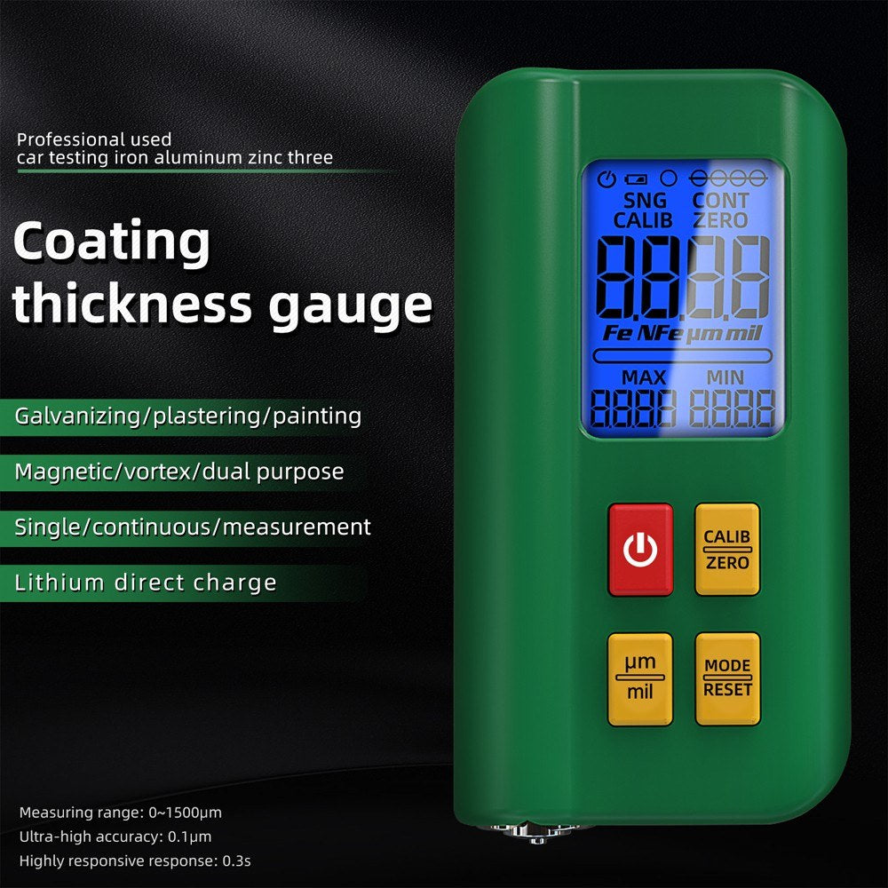 Digital LCD Car Paint Thickness Gauge - High Precision with Multi-Point & Zeroing Calibration