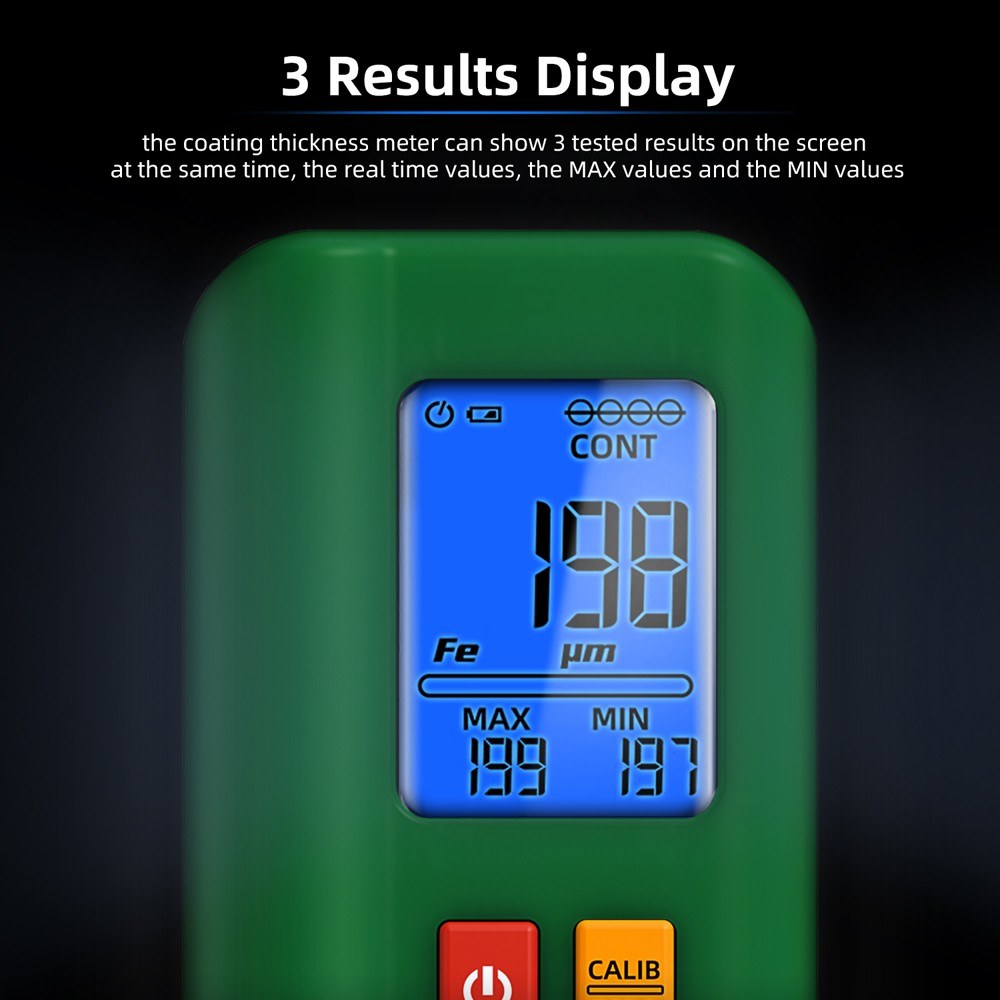 Digital LCD Car Paint Thickness Gauge - High Precision with Multi-Point & Zeroing Calibration
