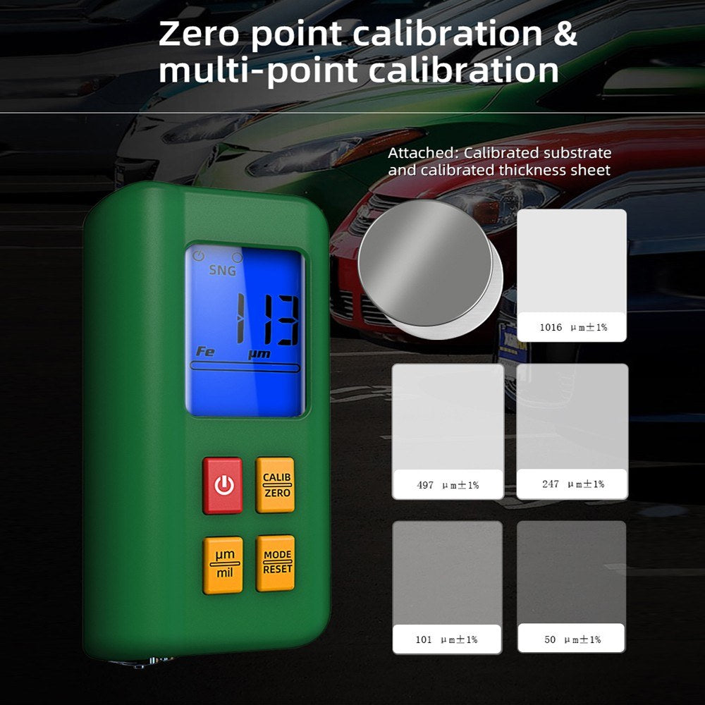 Digital LCD Car Paint Thickness Gauge - High Precision with Multi-Point & Zeroing Calibration