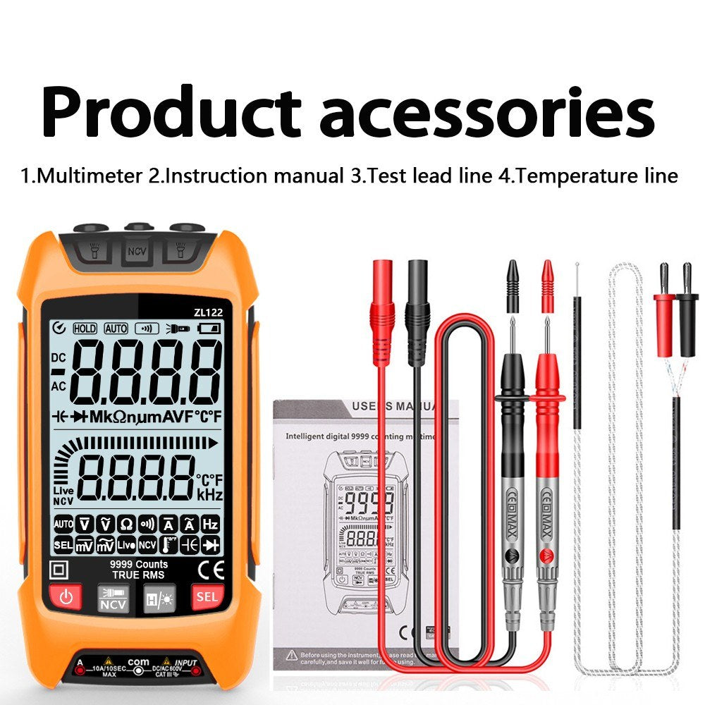 Professional True RMS Digital Multimeter with LCD Backlight - Voltage, Resistance, Frequency Tester
