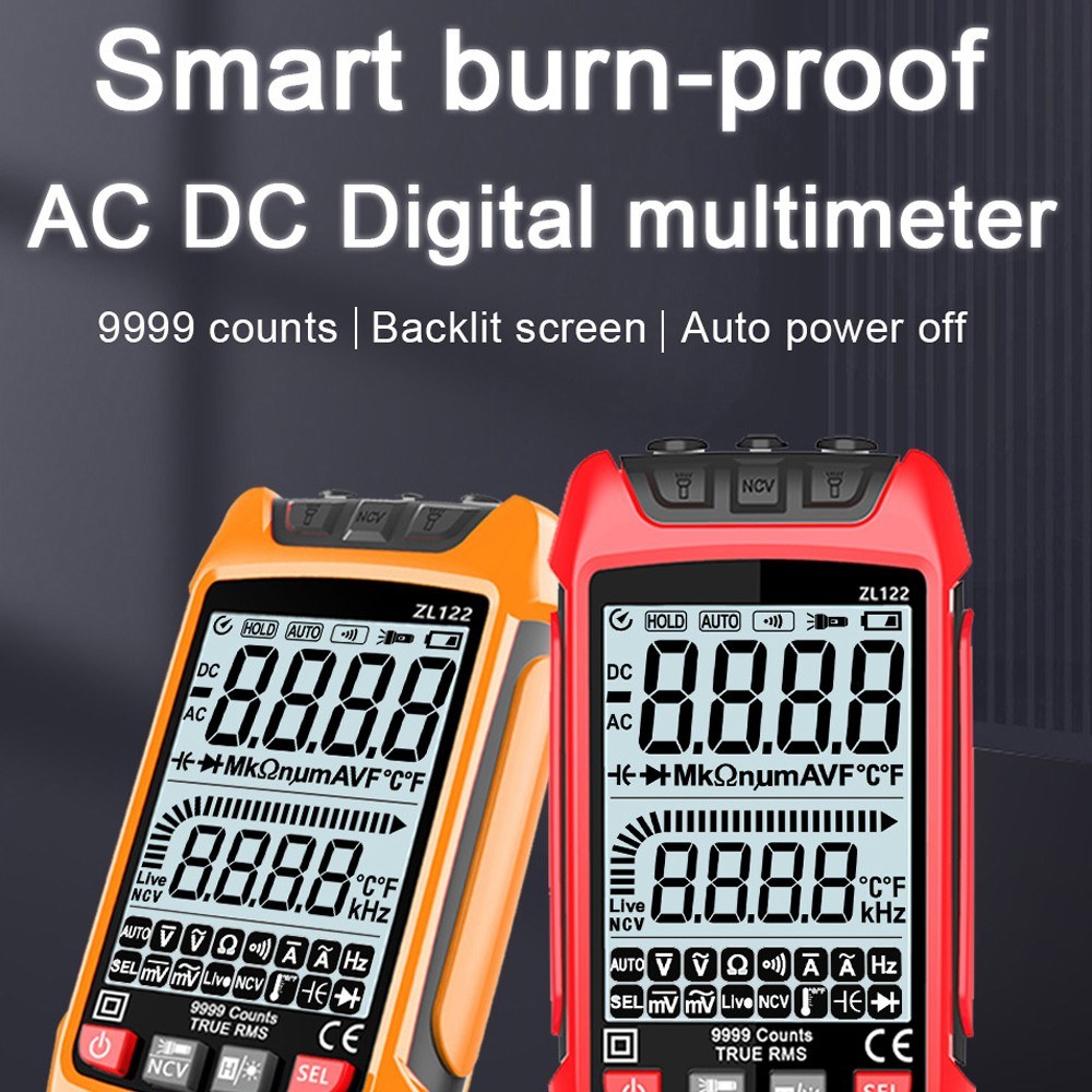 Professional True RMS Digital Multimeter with LCD Backlight - Voltage, Resistance, Frequency Tester