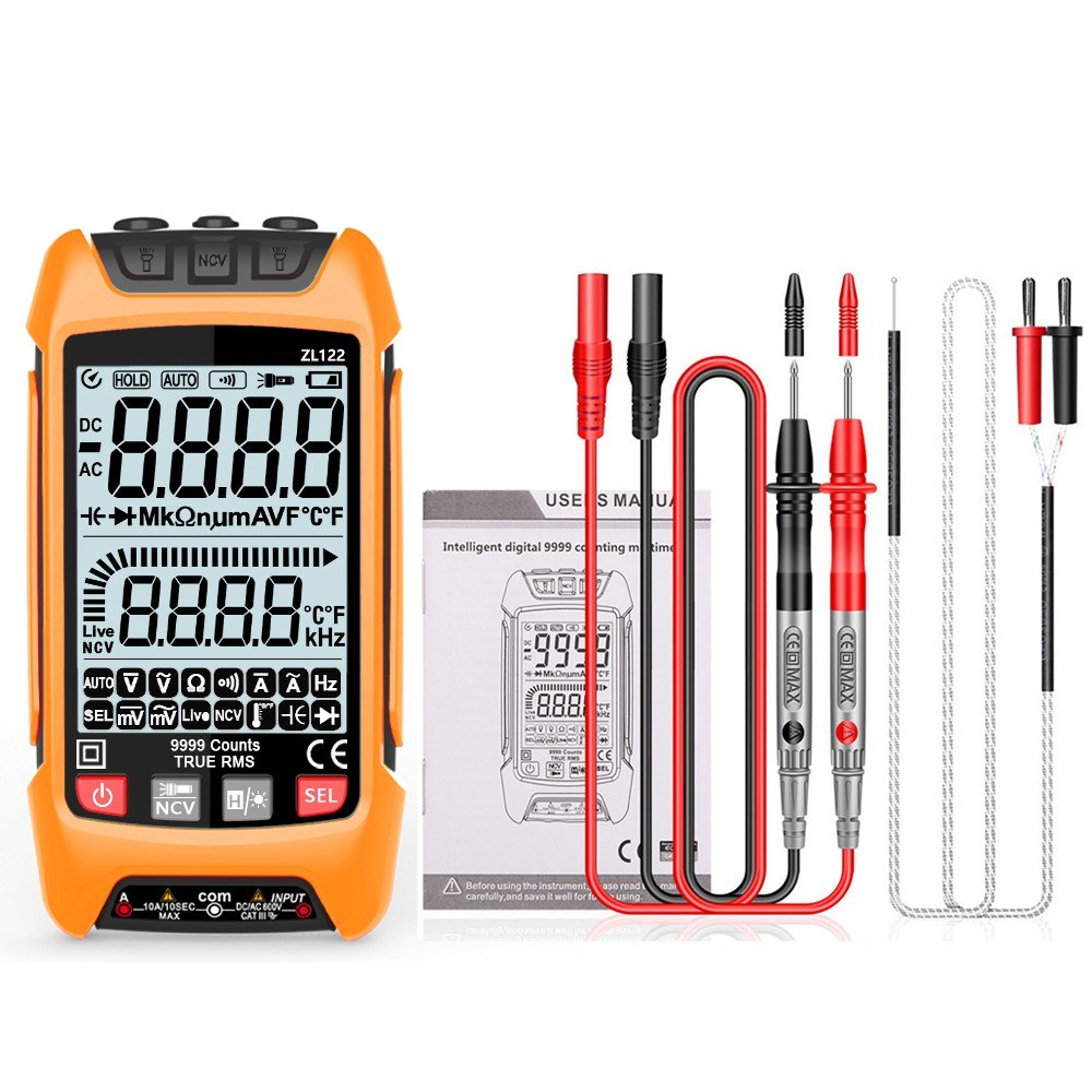 Professional True RMS Digital Multimeter with LCD Backlight - Voltage, Resistance, Frequency Tester