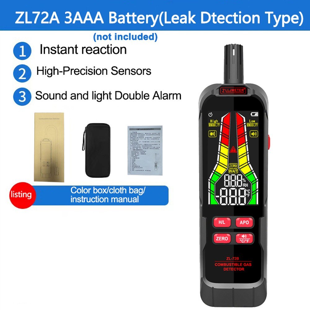 Portable Combustible Gas Leak Detector with Sound & Light Alarm