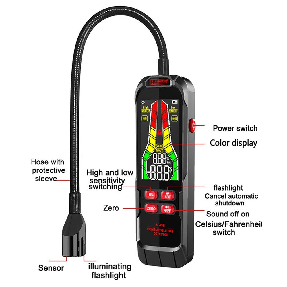 Portable Combustible Gas Leak Detector with Sound & Light Alarm