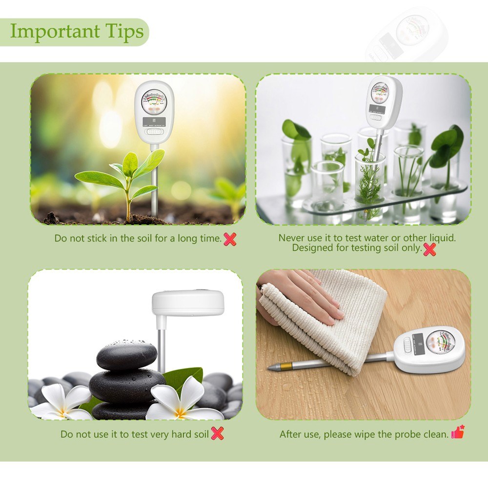 4-in-1 Soil Test Meter for Indoor Plants: PH, Light, Moisture & Nutrient Measuring Tool for Gardening
