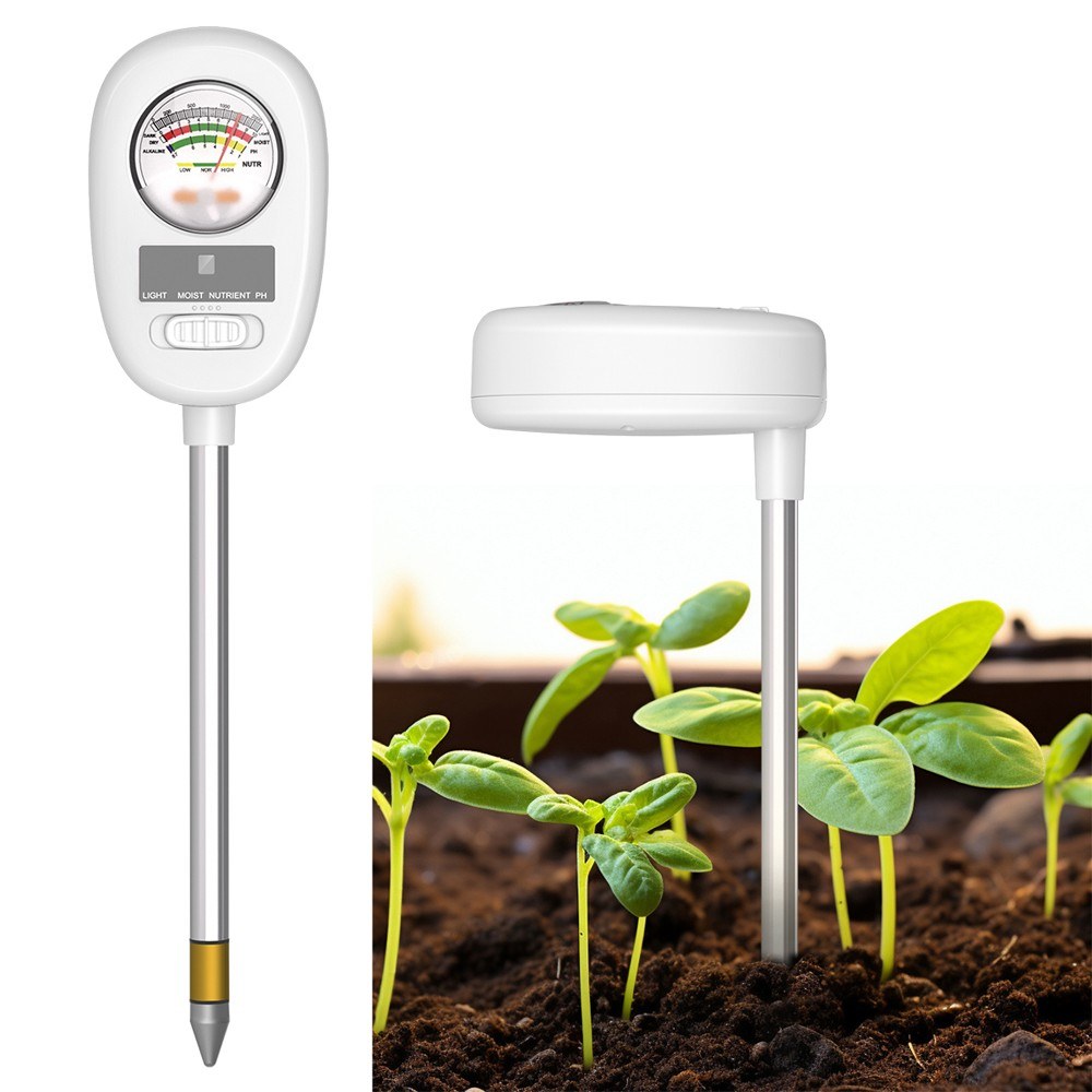 4-in-1 Soil Test Meter for Indoor Plants: PH, Light, Moisture & Nutrient Measuring Tool for Gardening