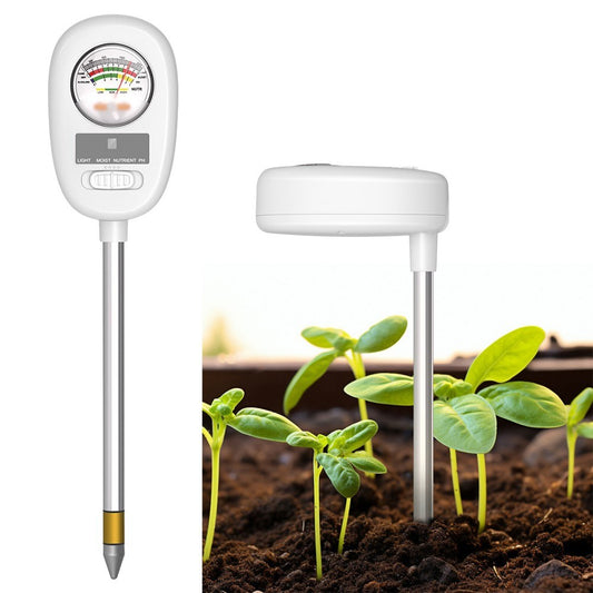 4-in-1 Soil Test Meter for Indoor Plants: PH, Light, Moisture & Nutrient Measuring Tool for Gardening