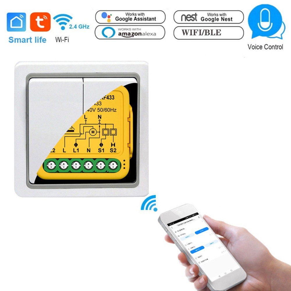 Tuya WiFi Smart Curtain Module: Motorized Roller Shutter Switch with APP & Voice Control Compatible with Alexa & Assistant