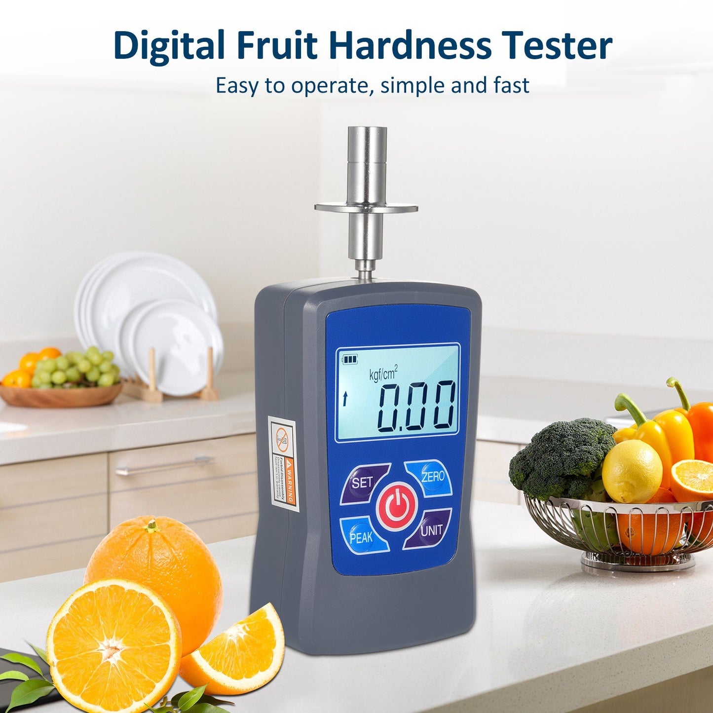 Digital Fruit Hardness Tester GY-M15 - Mini Penetrometer with 0.2-15 Kgf/cm² Range, 0.01 Kgf/cm² Load Division, Φ11.1mm Pressure Head