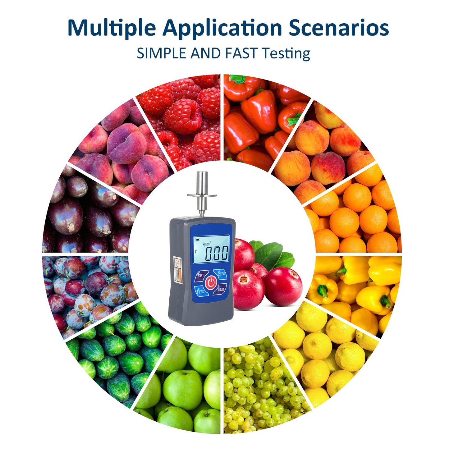 Digital Fruit Hardness Tester GY-M15 - Mini Penetrometer with 0.2-15 Kgf/cm² Range, 0.01 Kgf/cm² Load Division, Φ11.1mm Pressure Head