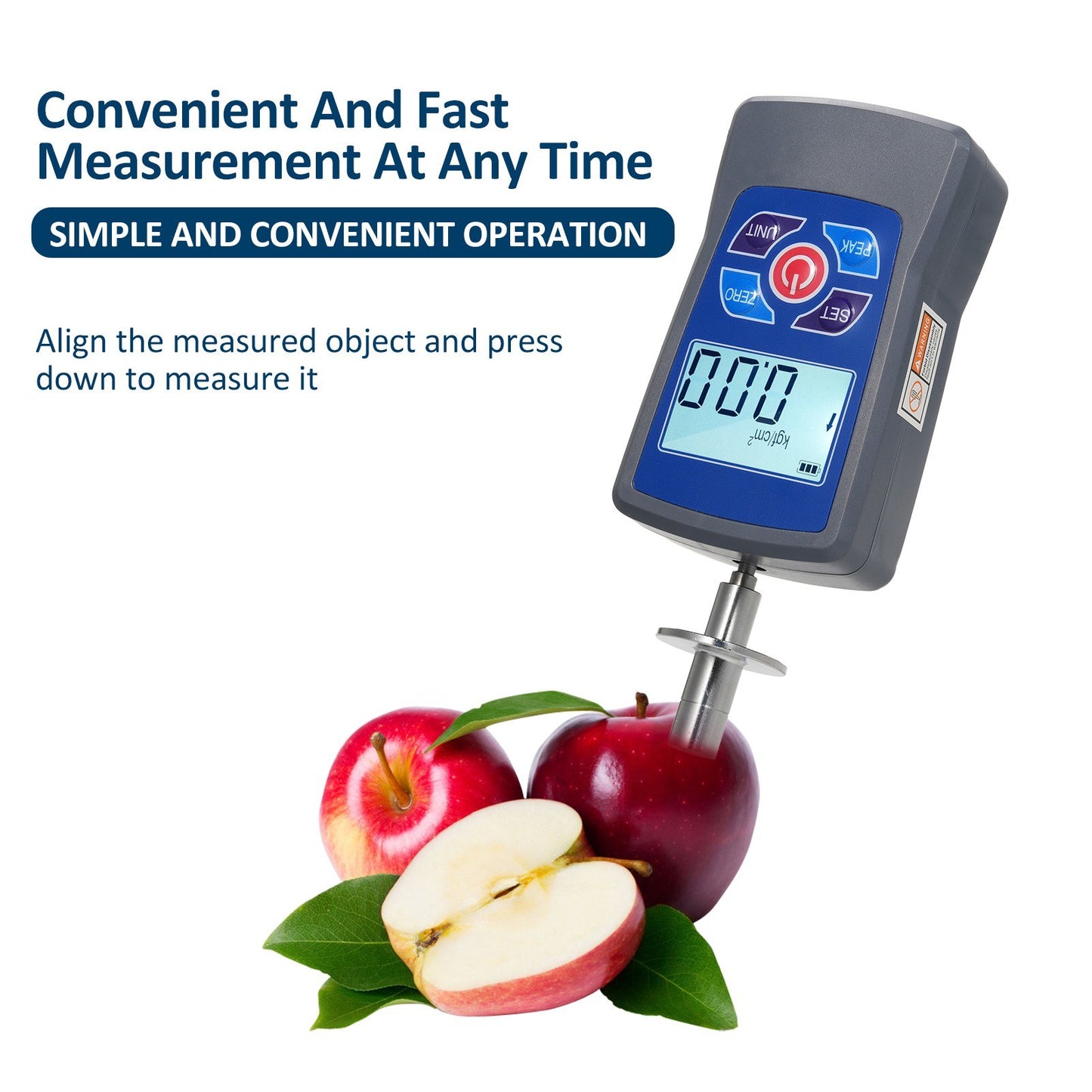 Digital Fruit Hardness Tester GY-M15 - Mini Penetrometer with 0.2-15 Kgf/cm² Range, 0.01 Kgf/cm² Load Division, Φ11.1mm Pressure Head
