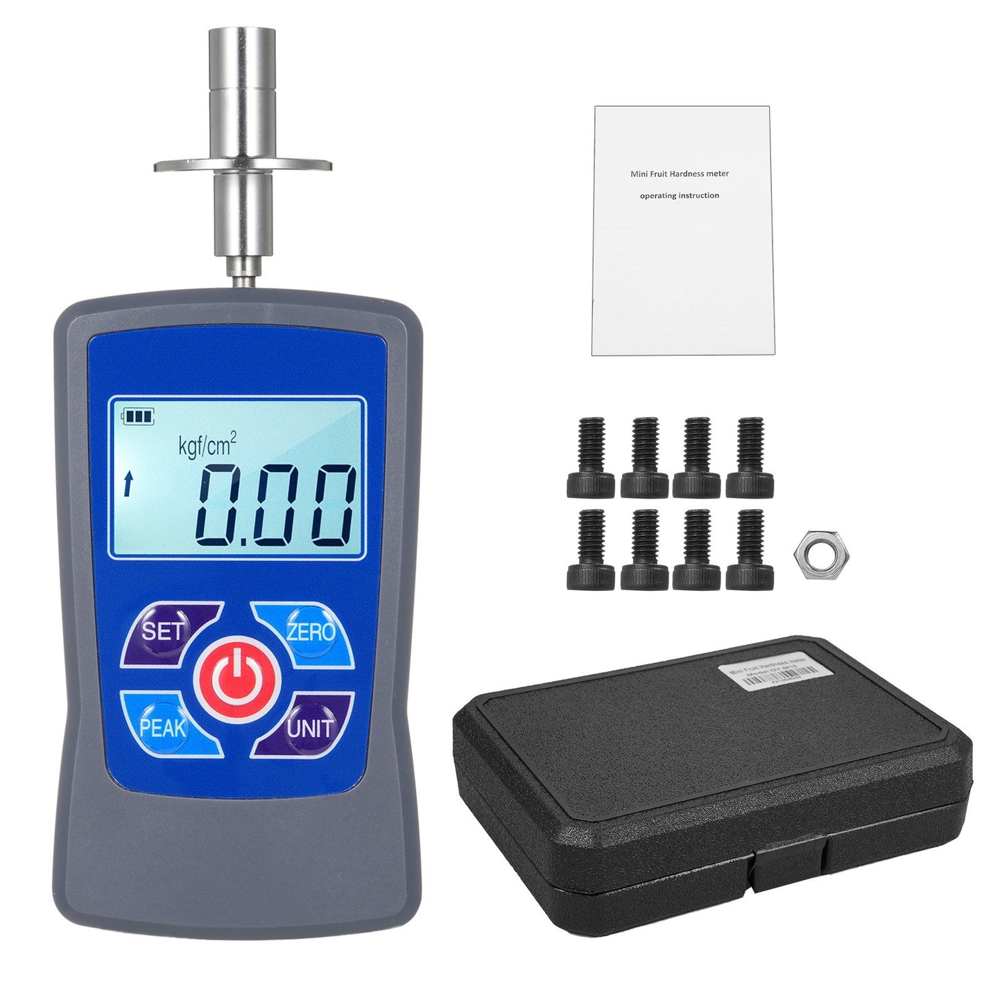Digital Fruit Hardness Tester GY-M15 - Mini Penetrometer with 0.2-15 Kgf/cm² Range, 0.01 Kgf/cm² Load Division, Φ11.1mm Pressure Head