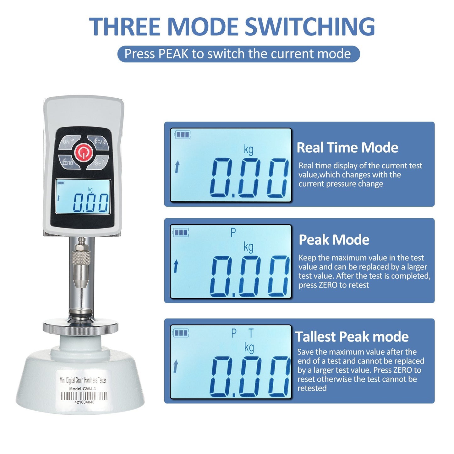 Digital Grain Hardness Tester GWJ-3: Mini Durometer for Seed, Fodder, Paddy, Rice, Cereal