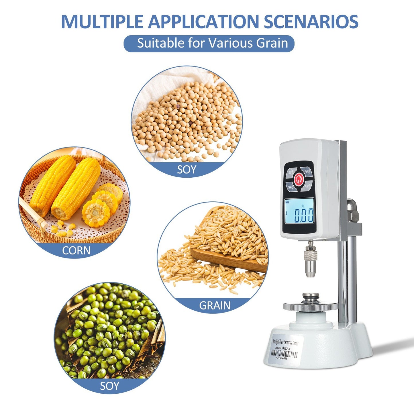 Digital Grain Hardness Tester GWJ-3: Mini Durometer for Seed, Fodder, Paddy, Rice, Cereal