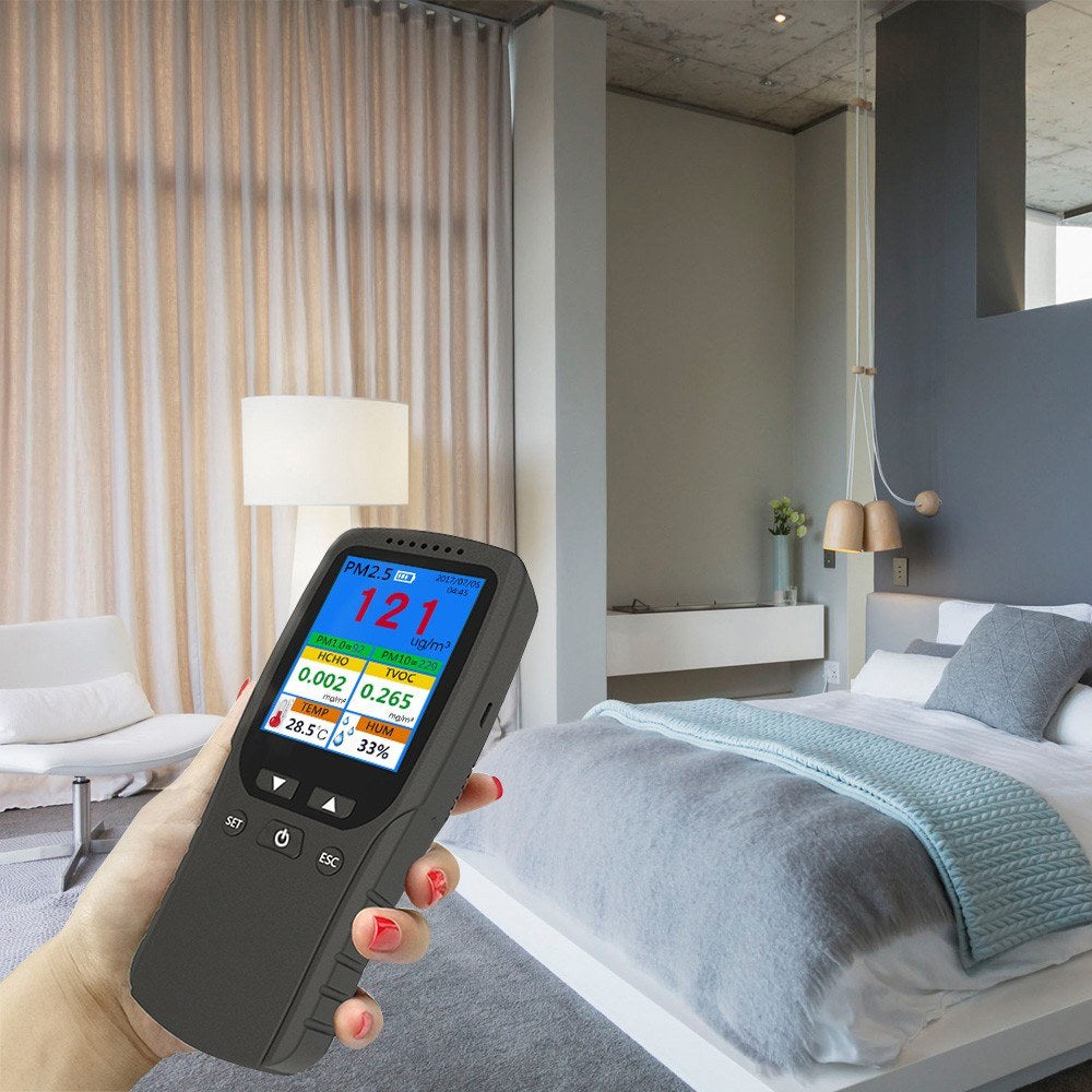 Portable Indoor Air Quality Monitor: PM2.5 Detector & Multifunctional LCD Thermohygrometer