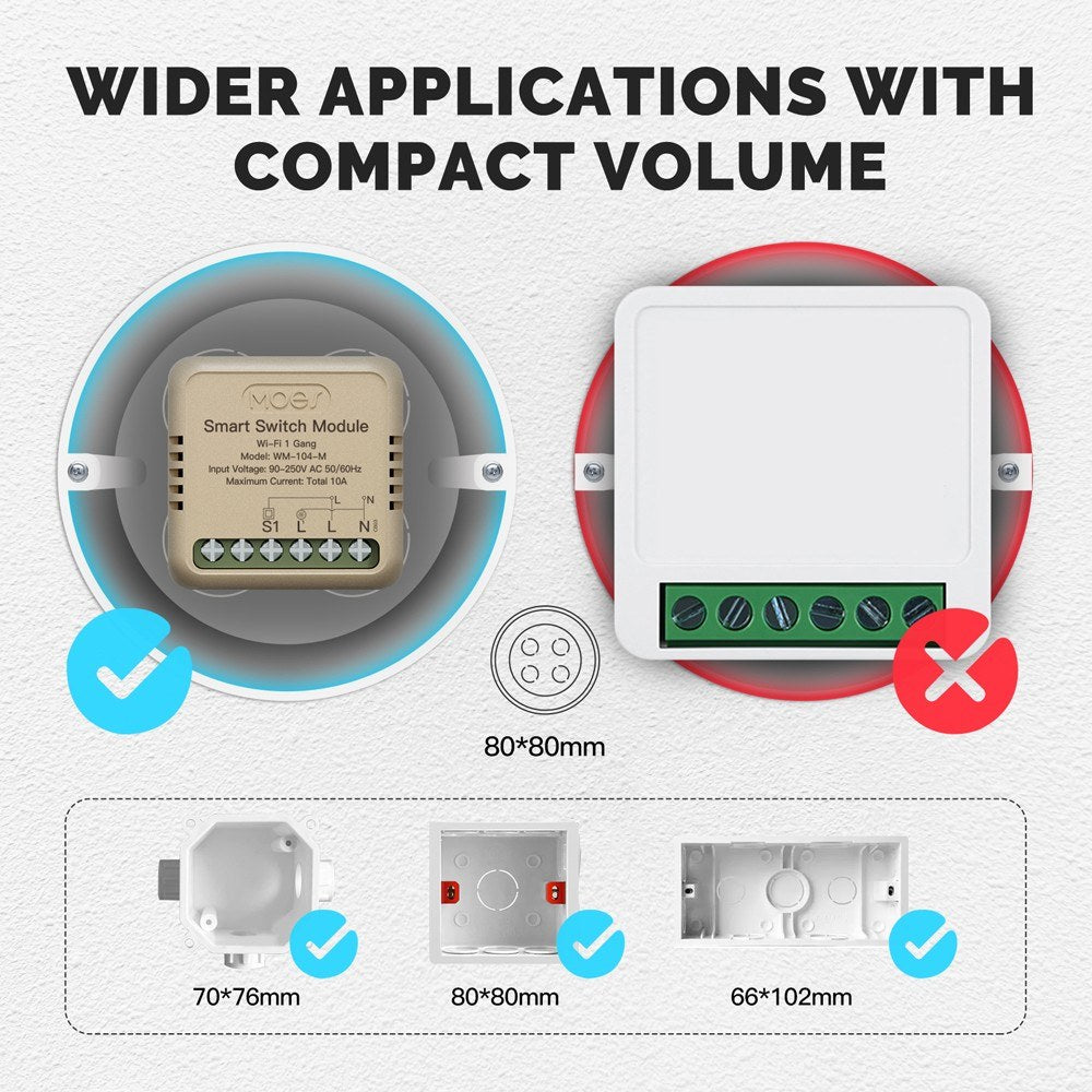 Tuya WiFi Smart Dimmer Light Switch Module, App & Voice Controlled, Alexa & Google Assistant Compatible
