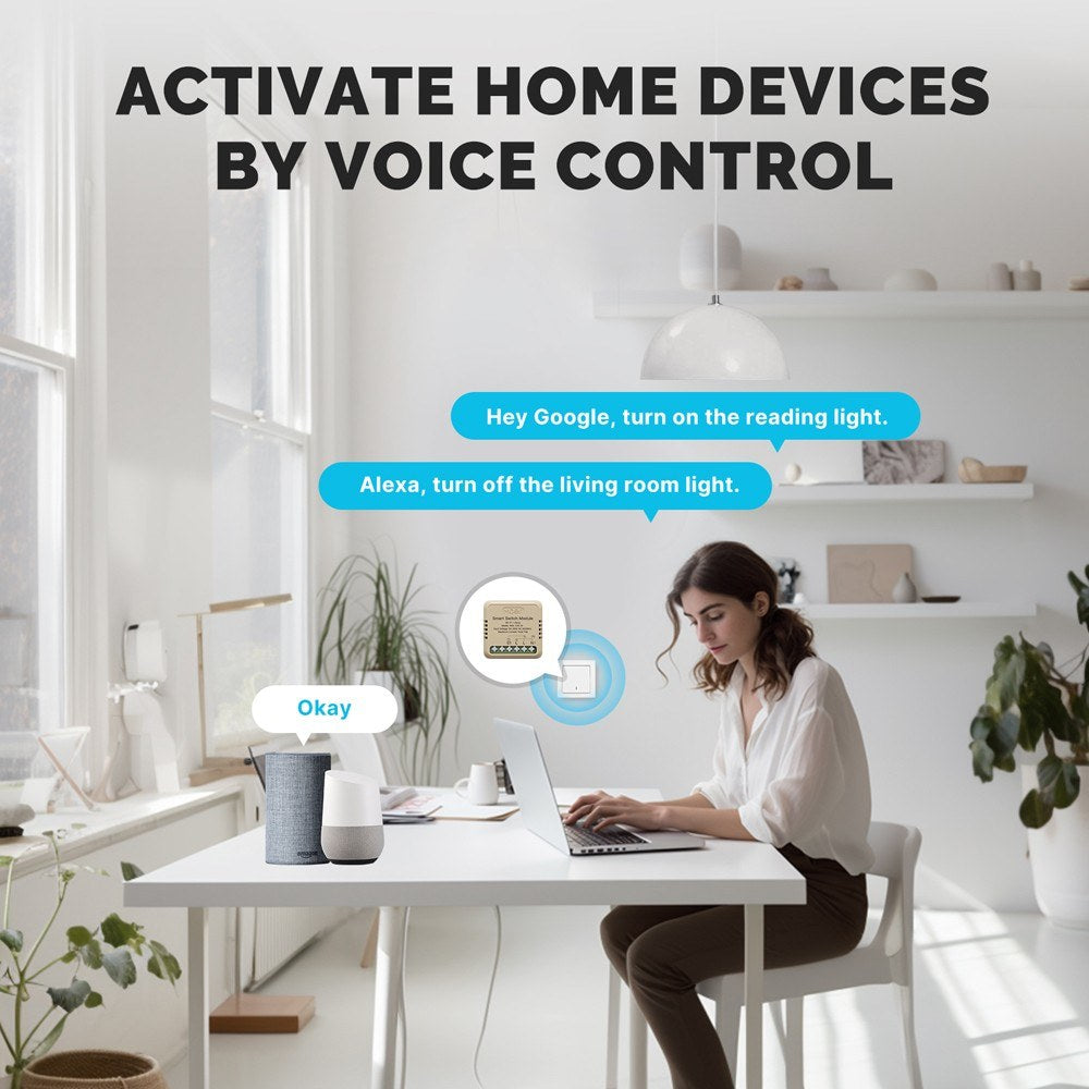 Tuya WiFi Smart Dimmer Light Switch Module, App & Voice Controlled, Alexa & Google Assistant Compatible