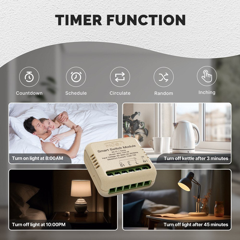 Tuya WiFi Smart Dimmer Light Switch Module, App & Voice Controlled, Alexa & Google Assistant Compatible