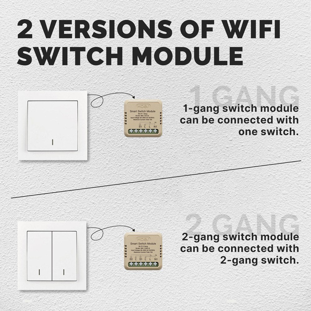 Tuya WiFi Smart Dimmer Light Switch Module, App & Voice Controlled, Alexa & Google Assistant Compatible