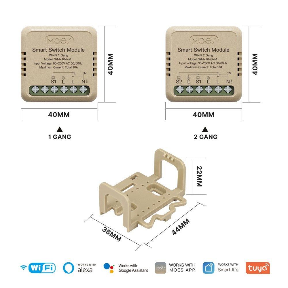 Tuya WiFi Smart Dimmer Light Switch Module, App & Voice Controlled, Alexa & Google Assistant Compatible
