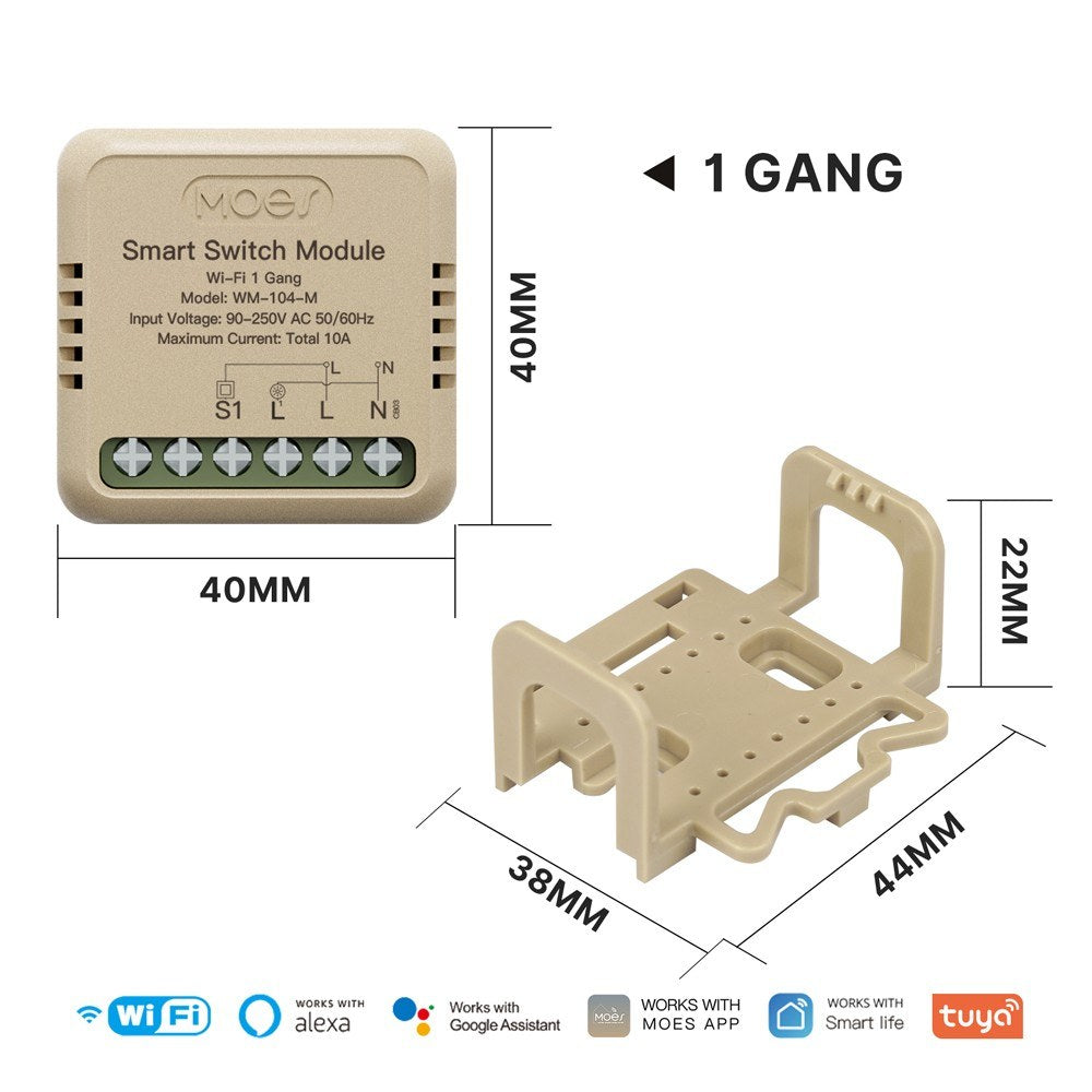Tuya WiFi Smart Dimmer Light Switch Module, App & Voice Controlled, Alexa & Google Assistant Compatible