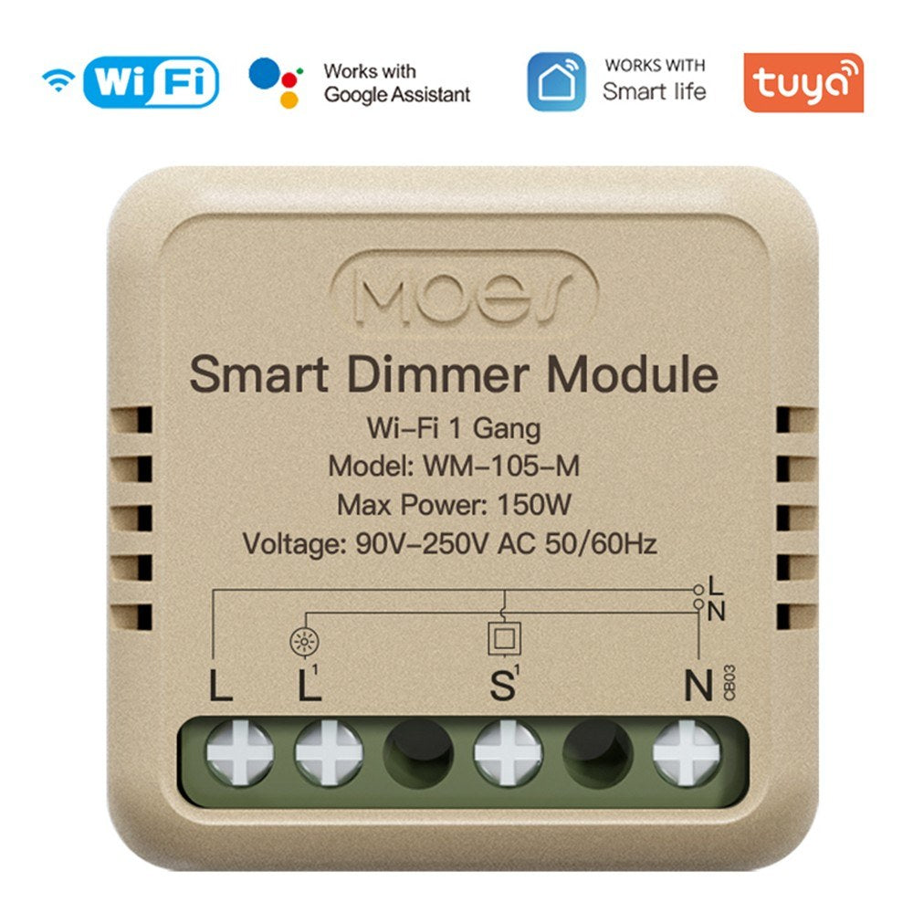Tuya WiFi Smart Dimmer Light Switch Module, App & Voice Controlled, Alexa & Google Assistant Compatible