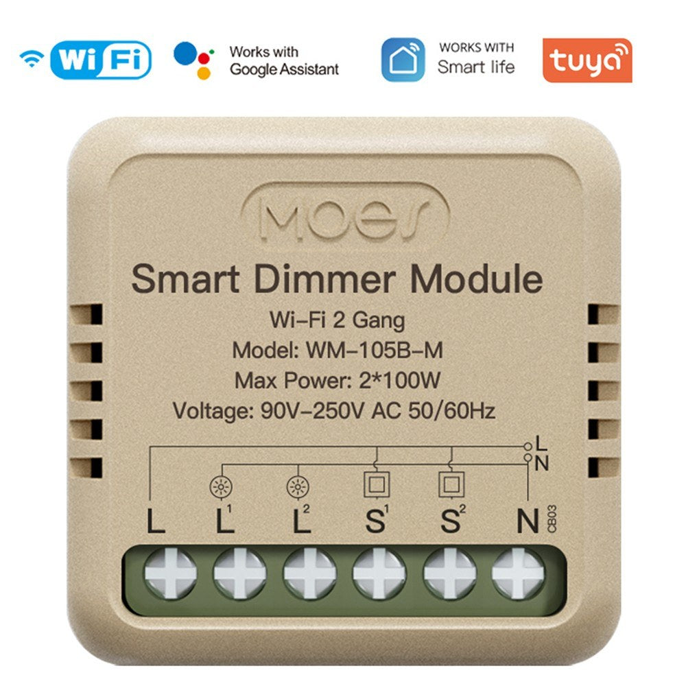 Tuya WiFi Smart Dimmer Light Switch Module, App & Voice Controlled, Alexa & Google Assistant Compatible