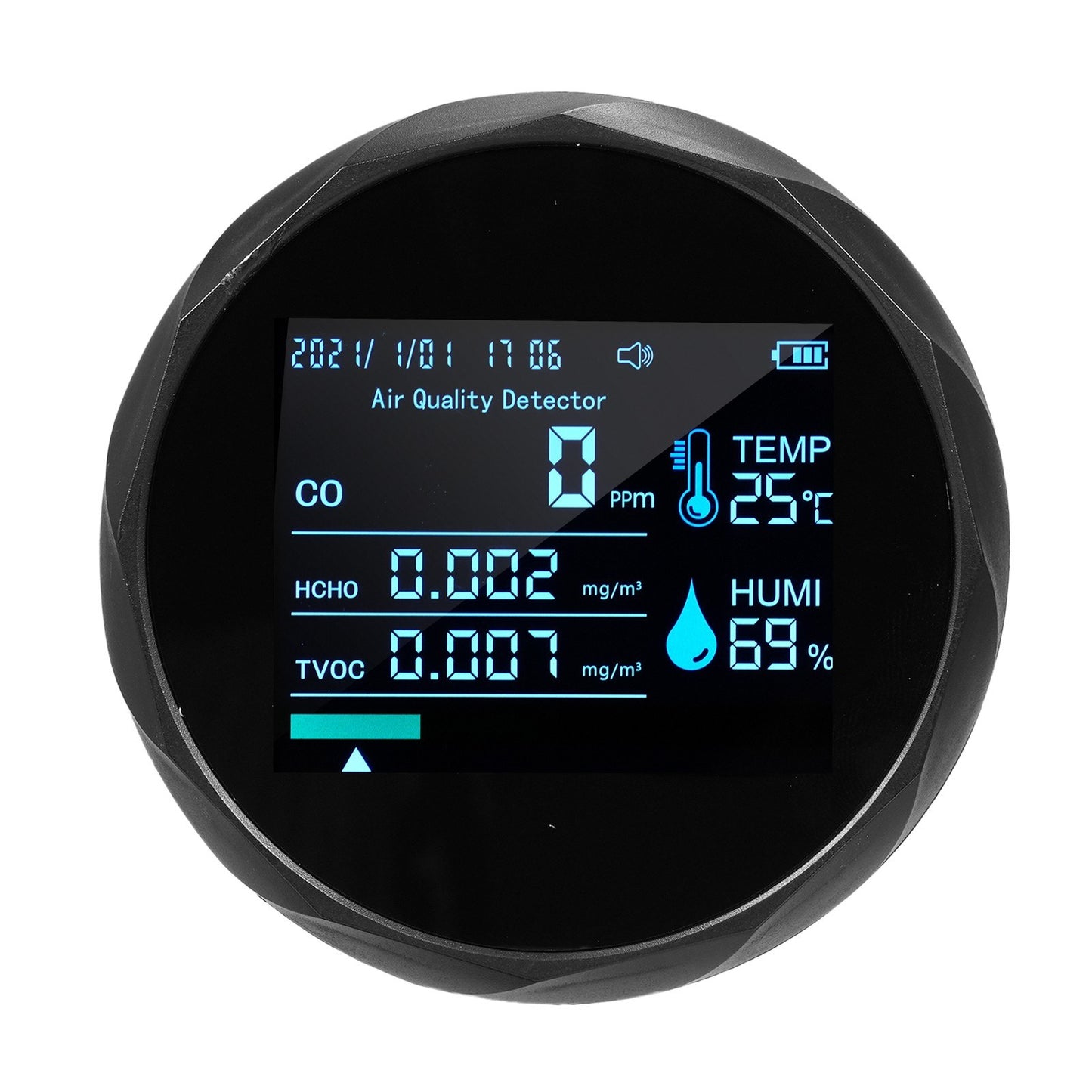 2CO16TB 6-in-1 Portable Air Quality Monitor: Formaldehyde Detector & Analyzer for CO, TVOC, HCHO, Humidity & Temperature