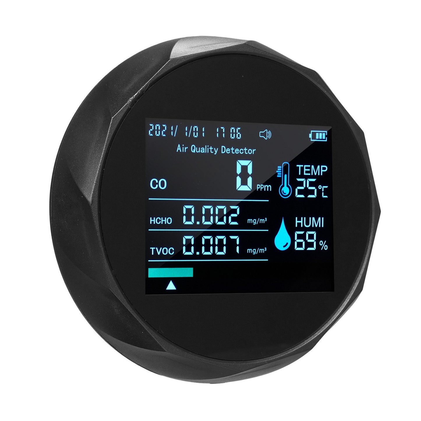 2CO16TB 6-in-1 Portable Air Quality Monitor: Formaldehyde Detector & Analyzer for CO, TVOC, HCHO, Humidity & Temperature