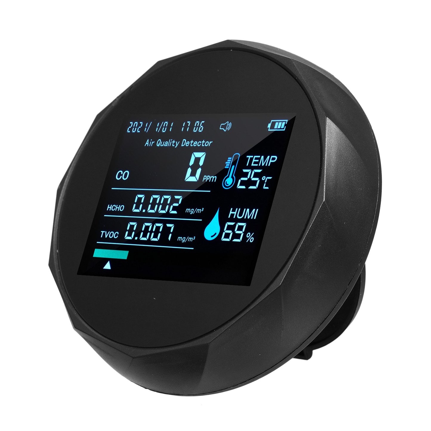2CO16TB 6-in-1 Portable Air Quality Monitor: Formaldehyde Detector & Analyzer for CO, TVOC, HCHO, Humidity & Temperature