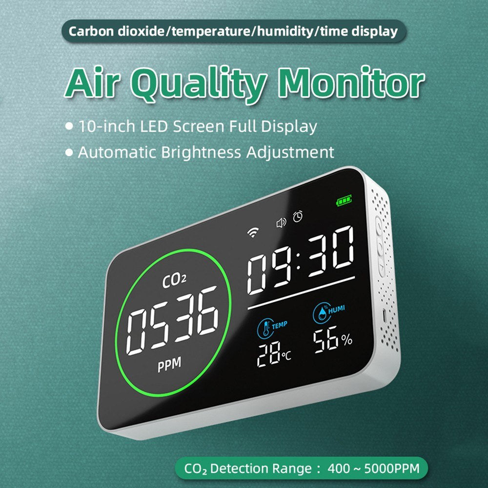 Smart WiFi 4-in-1 CO2 Detector: Portable Indoor Air Quality Monitor for Home, Car & Travel with Alarm